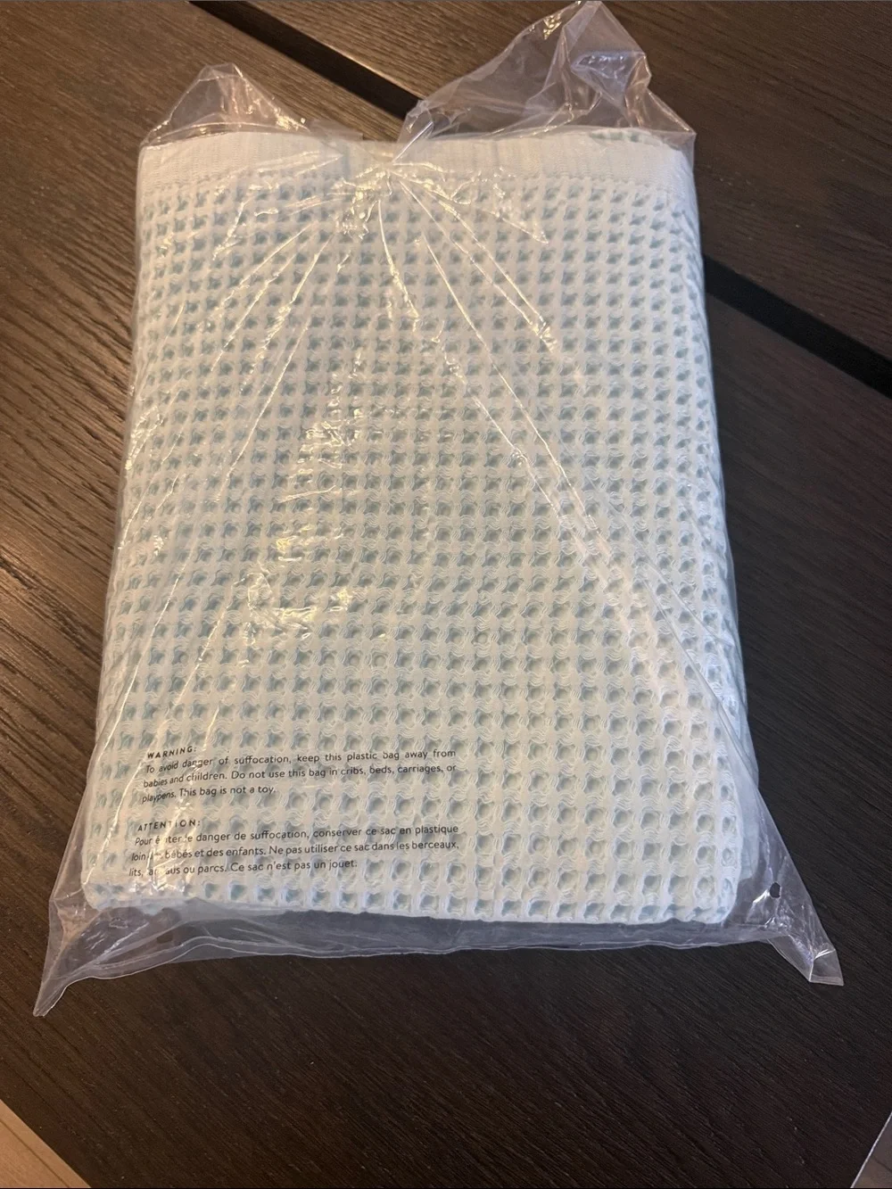 Brooklinen waffle bath towel set in cool blue